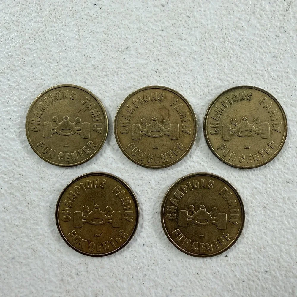 Lot Of 5 Champions‎ Family Fun Center Arcade Game Tokens Coins Race Car